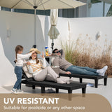 Devoko Outdoor Chaise Lounge Chair Set of 2 for Outside Pool Patio, Adjustable Waterproof Easy Assembly Chaise Lounge Outdoor (Black) Devoko