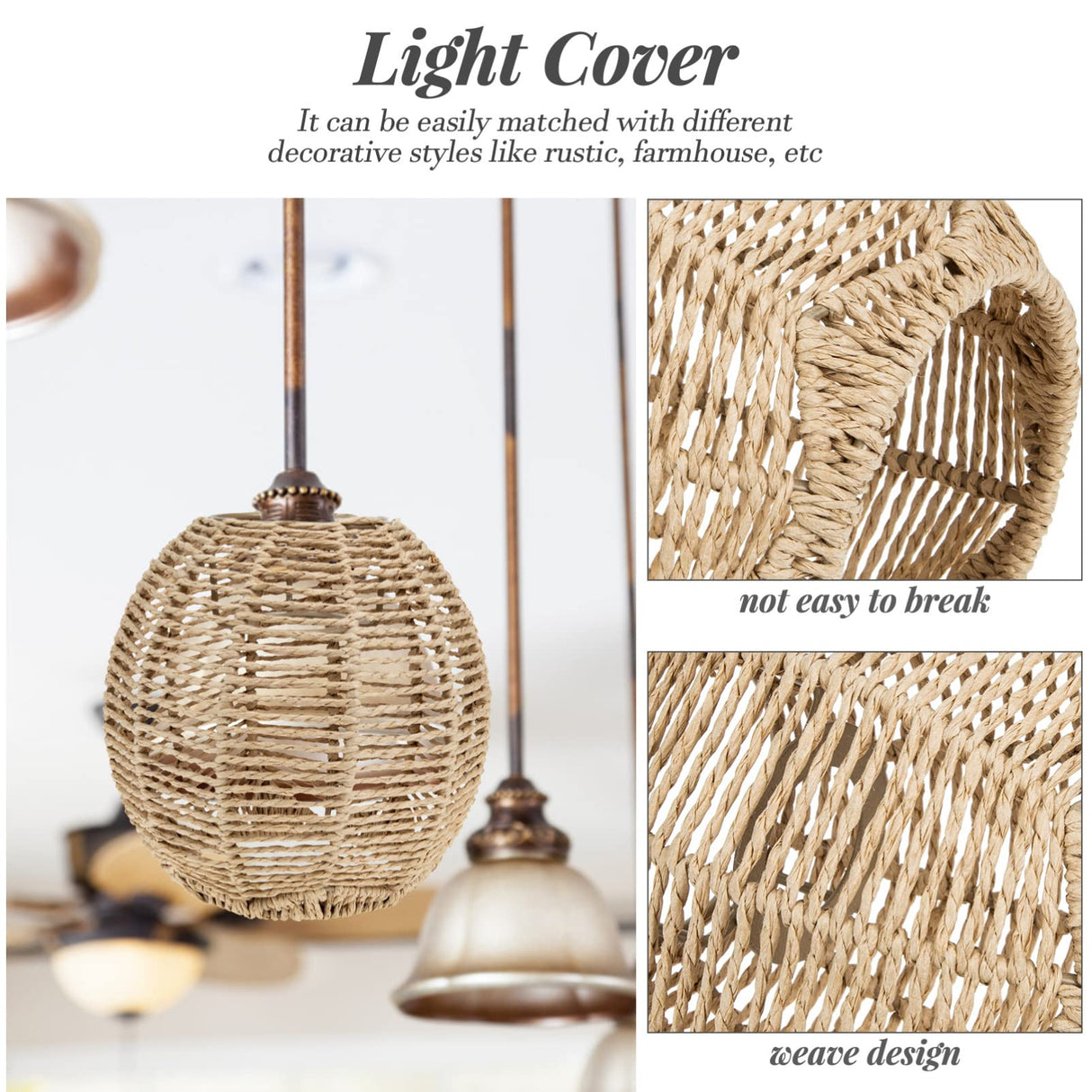 4Pcs Rattan Lamp Shade, Woven Pendant Lamp Shade, Wicker Drum Lamp Shade, Small Woven Lampshade for Floor Lamps, Pendant Light, Chandelier, Desk lamp, Wall Sconces Light Fixture Replacement STOBAZA