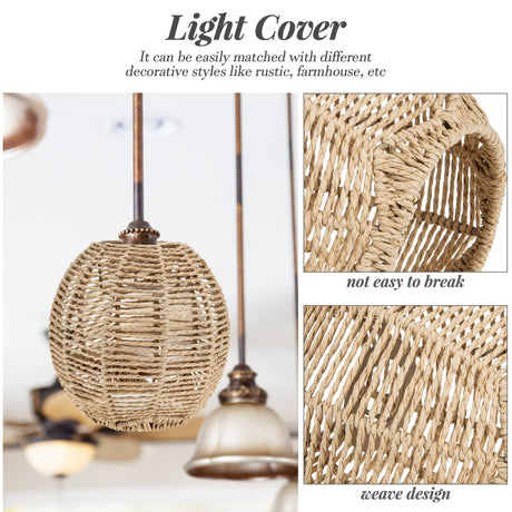4Pcs Rattan Lamp Shade, Woven Pendant Lamp Shade, Wicker Drum Lamp Shade, Small Woven Lampshade for Floor Lamps, Pendant Light, Chandelier, Desk lamp, Wall Sconces Light Fixture Replacement STOBAZA