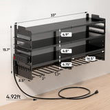 POKIPO Large Power Tool Organizer Wall Mount with Charging Station,4 Layer Heavy Duty Metal Tool Storage Rack Loads 600lbs with 8 Cordless Drill Holder,Battery Utility Rack Loads with 4 Power Strip POKIPO