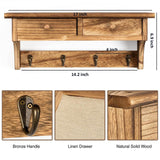 Emfogo Rustic Wood Coat Rack with Shelf & Hooks - Farmhouse Wall Mounted Coat Rack for Entryway, Mudroom, Bedroom, Kitchen, Bathroom (Brown) Emfogo