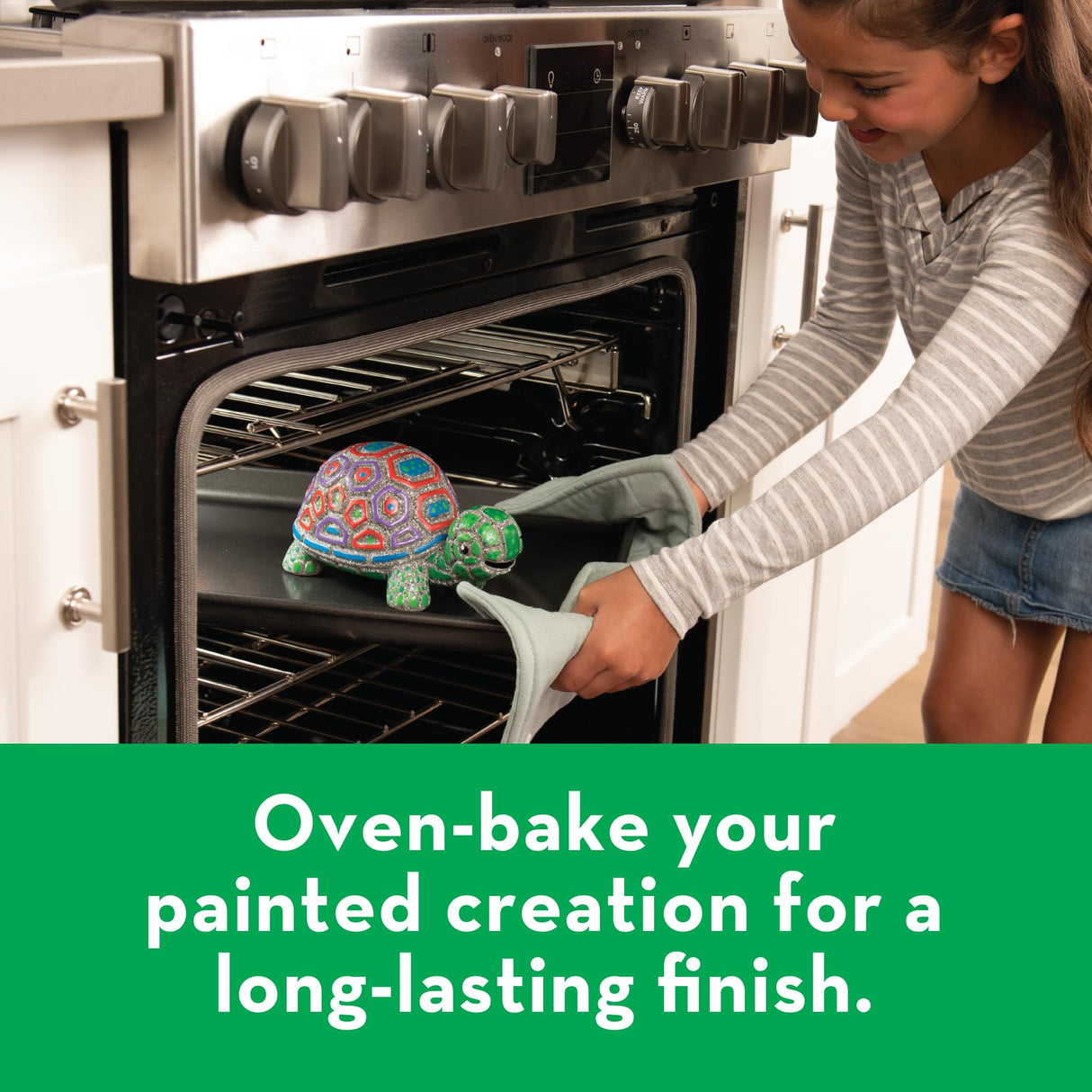 MindWare Paint Your Own Stone Decor: Box Turtle - DIY Craft Kit for Kids Includes Weather Resistant Stone, Paints and Brushes MindWare