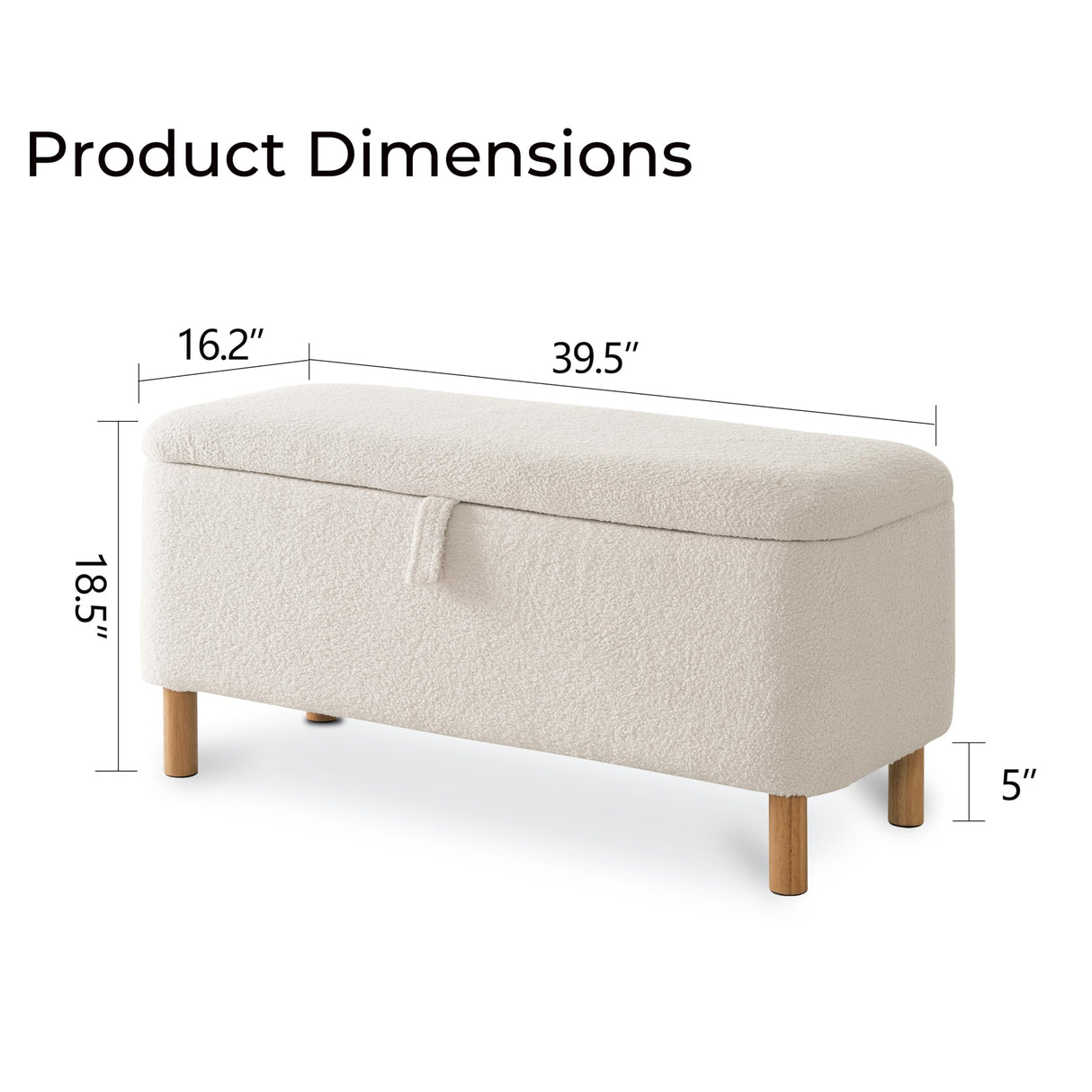 Boucle Storage Ottoman Bench for Bedroom end of Bed, Sherpa Upholstered Shoe Seat Storage Beach for Entryway Bed Foot, Rectangle Cushion Padded Blanket Chest Cute for Living Room, Off White Comfort Stretch