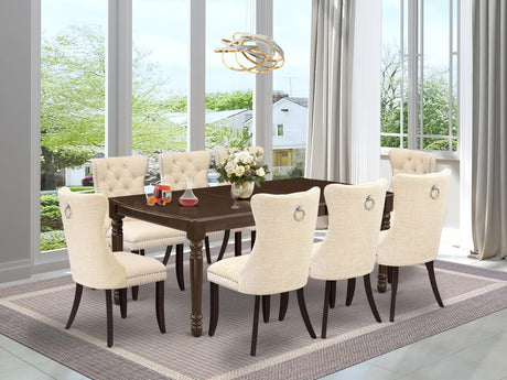 East West Furniture DODA9-MAH-32 9 Piece Dining Table Set Contains a Rectangle Kitchen Table with Butterfly Leaf and 8 Padded Chairs, 42x78 Inch, Mahogany East West Furniture