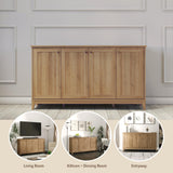 Prepac Yaletown 4 Panel Door Console Table with Storage, Oak Storage Cabinet with Doors and Shelves, Sideboard Storage Cabinet 60" W x 32" H x 16" D, OCBG-2220-1 Prepac