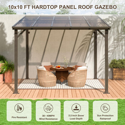 VIWAT 10' x 10' Gazebo, Outdoor Gazebos on Clearance with Aluminum Frame, Wall Mounted Gazebo & Pergola, Lean to Gazebo Awnings for Patio, Decks, Porch and Backyard - WoodArtSupply