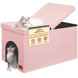 Zerbuger Cat Litter Box Enclosure Furniture for Odor Control, Hidden Cabinet Cats Litter Ottoman with Flip-Up Lid,Cat Litter Box Bench with Storage Space, Dog Proof (Pink, Large) Zerbuger