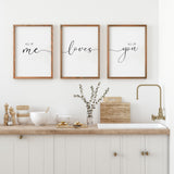 Set of 3 Framed Farmhouse All of Me Loves All of You Sign 11x14” Above Bed Wall Decor for Bedroom Decor Wall Art Wood Signs (11x14", Brown) Houmury