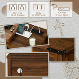 Joaxswe Large Record Player Stand with Charging Station & LED Lights, Vinyl Records Storage Holder Cabinet Holds up to 230 Albums, Turntable Stand for Music Room, Bedroom, Living Room, Office (Brown) Joaxswe