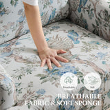 Bezseller Floral Accent Chair, Upholstered Reading Armchair with Wood Legs, Mid-Century Leisure Comfy Single Sofa Chair for Living Room, Bedroom, Home, Office, White Floral Bezseller