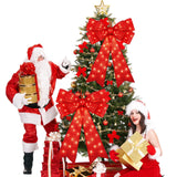 Liliful 2 Pcs 18 x 32 in LED Christmas Wreath Bows Extra Large Bows 72 LED Lights Wreath Huge Bow Door Wall Xmas Tree Top Decor for Indoor Outdoor Winter Xmas Party (Glitter) Liliful