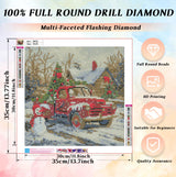 CRZMODE Christmas Diamond Art Kits for Adults,Truck Diamond Painting Kits for Adults Beginners,5D DIY Round Full Drill Gem Art Paint by Diamonds Dots Crafts Kits for Home Decor Gift 14x14inch CRZMODE