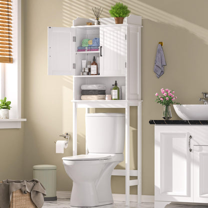 VEIKOU Over The Toilet Storage Cabinet, Bathroom Cabinet Over Toilet, Freestanding Over The Toilet Storage/Adjustable Shelf, Storage Rack, White