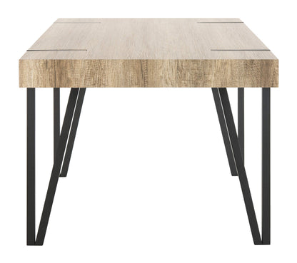 Safavieh Home Alyssa Rustic Industrial Brown and Black Dining Table - WoodArtSupply