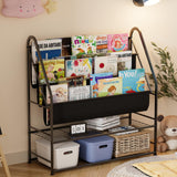 aboxoo Kids Bookshelf Freestanding Bookcase for Children Room, 32 in Book Shelves with 4 Deep Pockets Toy Organizer Large Stable Book Unit Storage for Bookstore Library Living Room,Black aboxoo