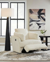 Signature Design by Ashley Tie-Breaker Cozy Contemporary Manual Press-Back Swivel Glider Rocker Recliner with 2 Bolster Pillows and Hidden Storage, White Signature Design by Ashley