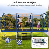 Lyromix 16FT Outdoor Rectangle Trampoline for Kids and Adults, Rectangular Trampoline with Curved Poles, Pumpkin Trampolin with Light, Sprinkler, Soccer and Storage Bag Lyromix