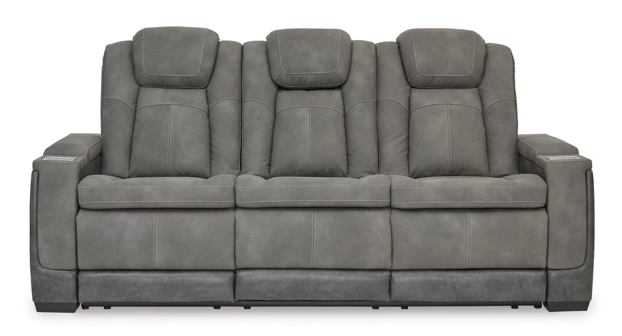 Signature Design by Ashley Next-Gen DuraPella Modern Faux Leather Power Reclining Sofa with Adjustable Headrest, Gray Signature Design by Ashley