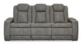 Signature Design by Ashley Next-Gen DuraPella Modern Faux Leather Power Reclining Sofa with Adjustable Headrest, Gray Signature Design by Ashley