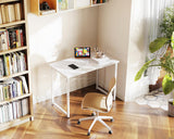 Casaottima 32 Inch Small Computer Desk for Home Office, Study Writing Table for Small Spaces, Simple Modern Desk with Headphone Hooks, Pure White Casaottima