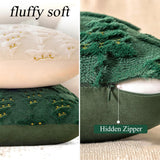 4 Pcs Christmas Throw Pillow Covers 18x18, Soft Faux Fur Pillow Cases Holiday Decorations, Fluffy Plush Accent Couch Cushion Case for Festivals Winter Sofa Living Room Home Decor(Green Tree) janbrm