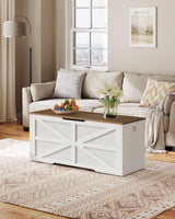 CHOEZON Storage Chest, 43.3" Wooden Storage Trunk, Modern Storage Bench with Safety Hinge, Toy Chest Storage, Farmhouse Style, for Bedroom, Living Room, Walnut and White MCW11WL CHOEZON