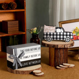 Jetec 4 Pcs Farmhouse Wooden Tabletop Decor Farmhouse Rustic Tiered Tray Decor Home Sweet Home Centerpiece Black and White Truck Buffalo Plaid Tabletop Sign for Kitchen Shelf Desk Decoration Jetec
