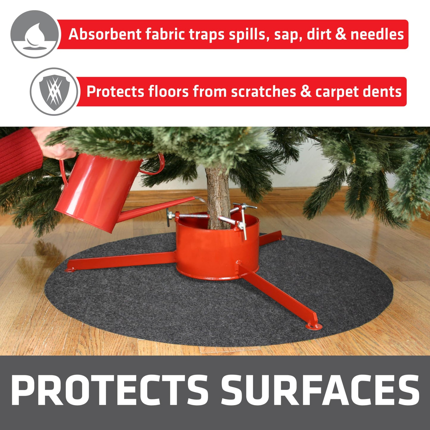 Drymate Christmas Tree Stand Mat (28”), Protects Floors from Spills and Scratches, Absorbent, Waterproof, Machine Washable, Durable, (Made in The USA)(Charcoal)