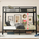 CAPCAEK Full XL Over Queen Bunk Bed Frame for Adults,Metal Bunk Beds with 2 Ladder and Full Length Guardrail,Heavy Buty Bunk Bed Space-Saving (Full XL Over Queen Bunk) CAPCAEK