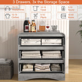 3 Drawer Dressers for Bedroom, 32" Wide Wood Storage Dresser & Chest of Drawers Organizer, Large Modern Dressers with 3 Drawer Storage Organizer for Bedroom Living Room Hallway Closet, Grey SOLACE FURNITURE