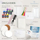 MoonGarden Marble Painting Coaster kit - Marble Painting Kit for Adults - 12 Color Paints, Ceramic Coasters, Bookmark Paper and Cardstock Paper - Relaxing and Creative DIY Activity Moon Garden