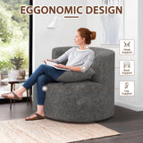 SGHATAJ Modern Swivel Accent Chair, 360-Degree Round Swivel Barrel Chair with Removable Pillow, Upholstered Boucle Accent Chairs for Living Room,Bedroom,Coffee Bar (Elegant Grey) SGHATAJ