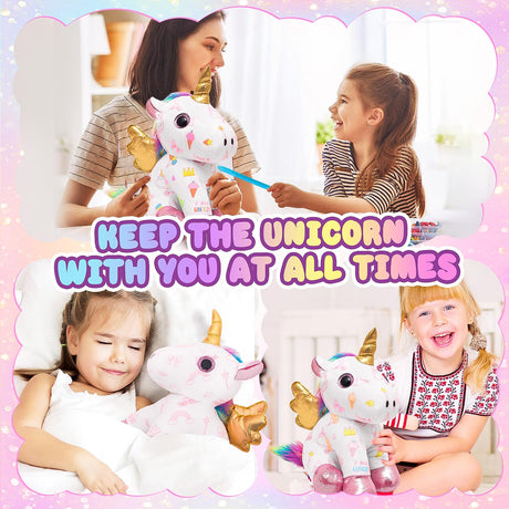 HAPGFS Unicorn Plush and Coloring Book Gift Set, Kids Arts and Crafts Soft DIY Doodle Dolls, Stuffed Animal Toys for Girls Age 3 4 5 6 7 8 Birthday Christmas HAPGFS