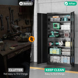 NODHM Garage Storage Cabinet with Lock, 72" Steel Storage Cabinet with Doors and 5 Adjustable Shelves, Metal Utility Cabinet Tall File Cabinet for Garage, Office, Home NODHM