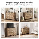 LINSY HOME Dresser for Bedroom, Long Dresser with 7 Drawers, Wood Chest of Drawers with Metal Handles, Ideal for Living Room, Entryway and Hallway LINSY HOME