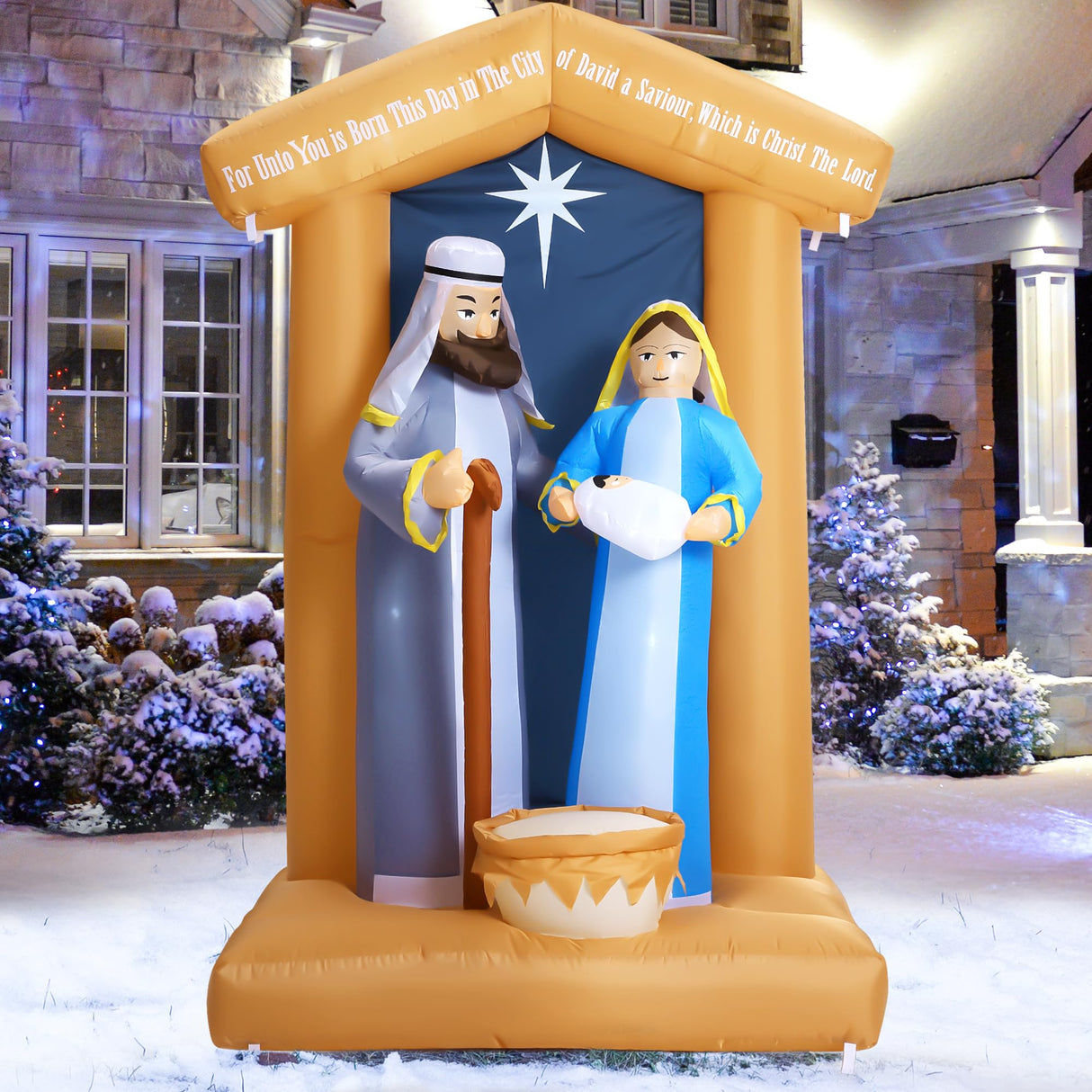 7 FT Christmas Inflatables Nativity Scene Outdoor Decorations, Christmas Blow Up Yard Decorations Nativity Sets for Garden Lawn Xmas Decor ZPISF