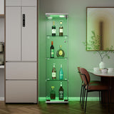 Goujxcy 64" Curio Cabinet, 4 Shelves Glass Display Cabinet with LED Lights, Glass Storage Cabinet with Door, Collectibles Toy Organizers Rack, Display Shelf, Kids Bookcase for Playroom, Bedroom, White Goujxcy