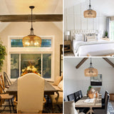 HMVPL Large Farmhouse Chandeliers for Dining Room, 5-Light Rattan Boho Chandelier Light Fixture with Wicker Lampshade, Coastal Hanging Pendant Lighting for Kitchen Island Bedroom Living Room Nursery HMVPL