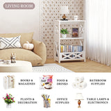 BYFU White Side Table, Small End Table with Storage Shelf, 3-Tier Nightstand Bedside Table Bookshelf Bookcase Display Rack for Small Spaces Bedroom Bathroom Living Room Office BYFU