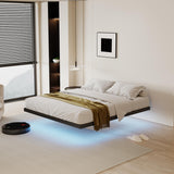 qimamo 14 Inch Floating Queen Bed Frame with Smart LED Lights and Charging Station, Modern Metal Queen Bed Frame, Easy to Assemble, No Box Spring Needed (Queen) qimamo