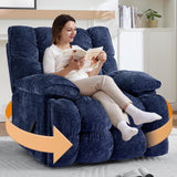 GARTMILAN Oversized Recliner Chair Manual Swivel Rocker Recliner for Living Room Chenille Overstuffed Nursery Reclining Sofa Chair Rocking Recliners for Adults 375lbs (Manual, Blue) GARTMILAN