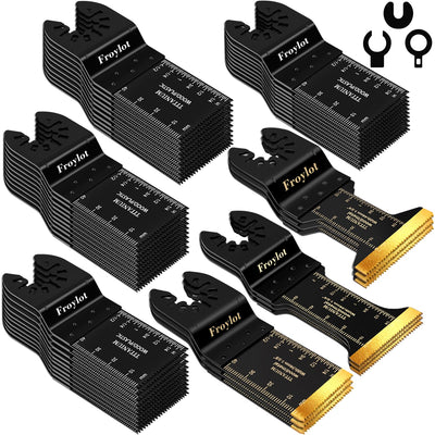 49pcs Titanium Oscillating Tool Blades High-Carbon Steel Multitool Blades, Universal Multi Tool Blades Kits for Metal Wood Cutting, Fit Dewalt Bosch Milwaukee Ryobi Rockwell Fein Makita