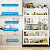 65'' Tall Kitchen Bakers Rack with Flip Door Cabinet, 5 Tier Multifunctional Microwave Stand Buffet, Coffee Bar, Kitchen Pantry Storage Cabinet Shelf, Quick Assembly, White Legendstone