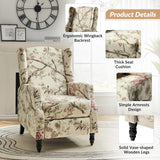 HULALA HOME Wingback Recliner Chairs Set of 2, Traditional Push Back Recliners with Solid Wood Legs, Modern Lounge Armchairs for Living Room, Comfy Upholstered Accent Reclining Chairs, Bird HULALA HOME