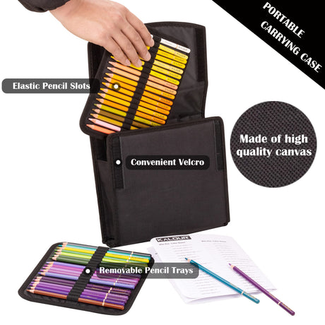 KALOUR Premium Watercolor Pencils, Set of 120 Colors,with Water Brush Pen,Portable Nylon Case,Numbered and Lightfastness,Water-soluble Colored Pencils for Adult Coloring,Water Color for Beginner Kids KALOUR