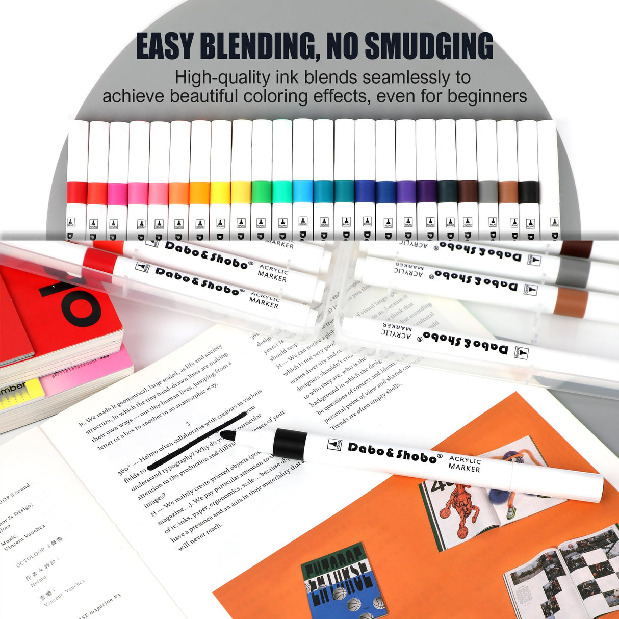 Dabo&Shobo Acrylic Paint Pens 24 Colors, 2-3mm Premium Medium Tip, Acrylic Paint Markers for Rock Painting, Stone, Glass, Wood, Fabric, Canvas, Metal, Easter DIY Crafts Making Dabo&Shobo