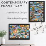 Funwares 20x27 Puzzle Frame – Sleek Matte Black Finish, Easy Assembly, No Glass/Plastic Cover Included, Lightweight Frame, Fits Most 1000 Piece Puzzles, Secure Fit with Built-In Hanging Hooks Funwares