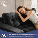 MAXYOYO Boneless Sofa Couch, Loveseat Sofa for Small Space, Tufted 2-Seater Floor Couch Bean Bag Chair for Living Room Bedroom Apartment, Sofa in a Box, No Assembly Needed, Black MAXYOYO