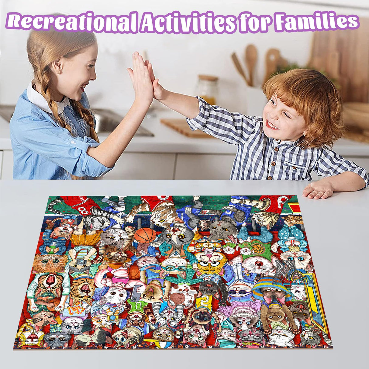 Puzzles for Adults 1000 Pieces, Cat Basketball Fun Jigsaw Puzzles Challenging Game, Puzzles Interlock Perfectly No Dust, for House Decoration, Party Toy for Kids Parents TangMosaic