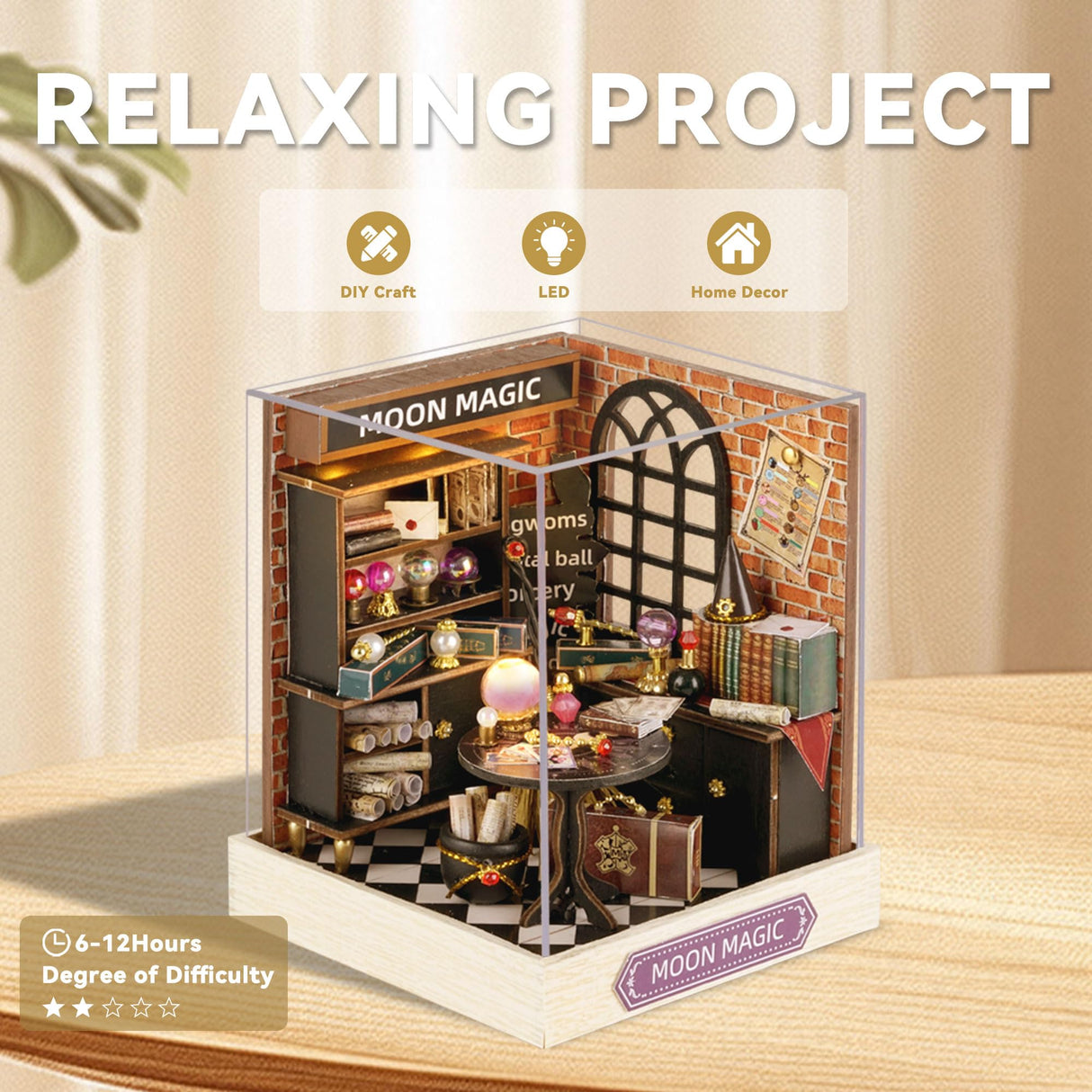 Flever Dollhouse Miniature DIY House Kit Creative Room with Furniture for Romantic Artwork Gift (Moon Magic) Flever